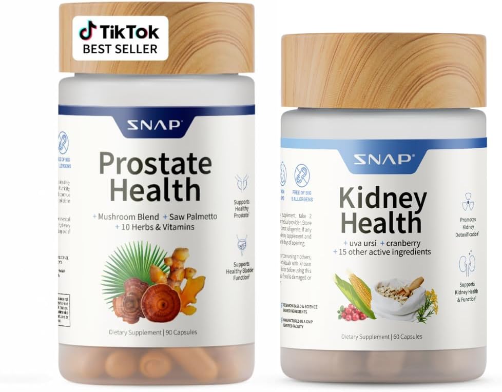 Snap Supplements Prostate Health Support Supplement Bundle with Kidney Health Support Supplement
