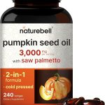 NatureBell Virgin Pumpkin Seed Oil 3,000mg Per Serving with Saw Palmetto, 240 Softgel Capsules | Cold Pressed – Rich in Omega 6 & 9 Essential Fatty Acids – Prostate & Bladder Supplements, Non-GMO